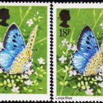 GB UK 18P BUTTERFLY STAMP ERROR QUEEN GOLDEN HEAD SHIFTED MINT NH STAMPS RARE