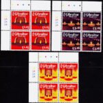 GIBRALTAR DIWALI 3V SET MINT NH STAMPS BLOCK
