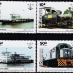 ZAIRE 1985 - TRANSPORT - SHIP AND LOCOMOTIVE 4V SET MINT STAMPS GW #D42