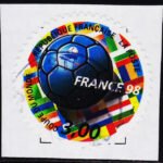 FRANCE ODD SHAPE FOOTBALL USED STAMPS ON PAPER SELF ADHESIVE #K7