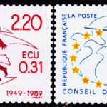 FRANCE COUNCIL OF EUROPA - 40th Anniversary of the Council of Europe 2 DIFFERENT MINT NH STAMPS NO GUM#K4