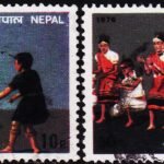 NEPAL DANCES 2 DIFFERENT USED STAMPS