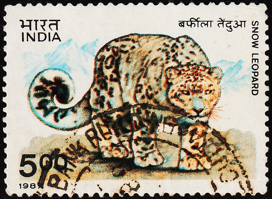 INDIA ANIMAL SNOW LEOPARD USED STAMPS
