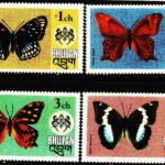 BHUTAN BUTTERFILES 4 DIFFERENT MINT NH STAMPS