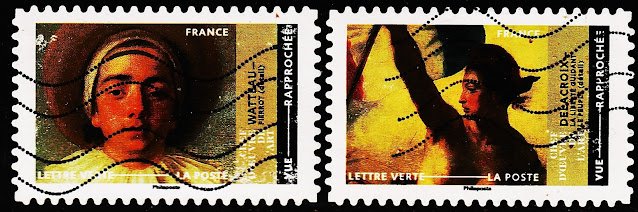FRANCE MASTERPIECE ART 2 DIFFERENT USED STAMPS