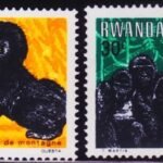 RWANDA MONKEY 2 DIFFERENT MINT NH STAMPS #2011