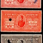INDIAN STATE JAIPUR STATE COURT FEE FISCAL 3 DIFFERENT USED STAMPS #3003