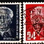DDR 1950 PRESIDENT WILHELM PIECK 2 DIFFERENT USED STAMPS #2013