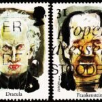 GREAT BRITAIN DRACULA 2 DIFFERENT USED STAMPS #3001