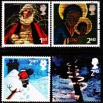 GREAT BRITAIN CHRISTMAS 4 DIFFERENT USED STAMPS #3001