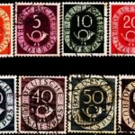GERMANY 1951 POSTHORN 8 DIFFERENT USED STAMPS #3022