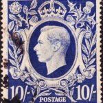 GREAT BRITAIN KGVI 10SH OLD USED STAMPS #3001