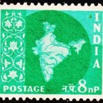 INDIA 1958 MAP 8NP MINT NH STAMPS MINOR STAIN #2020