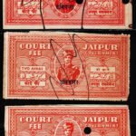 INDIAN PRINCELY STATE JAIPUR OVPT UNIARA 3 DIFF C/F REVENUE FISCAL STAMPS #3003