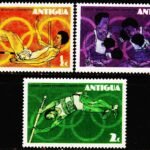 ANTIGUA OLYMPIC GAMES 3 DIFFERENT MINT NH STAMPS