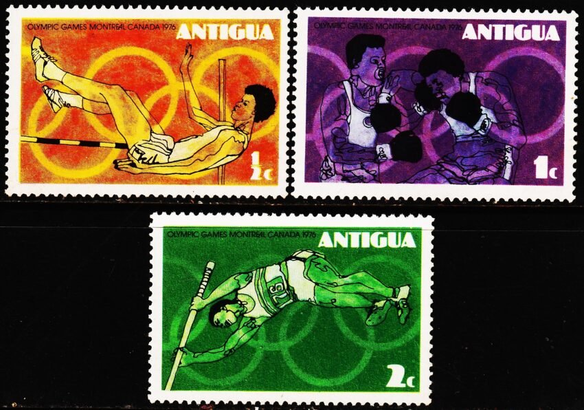 ANTIGUA OLYMPIC GAMES 3 DIFFERENT MINT NH STAMPS
