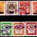 BANGLADESH INSURANCE 7 DIFFERENT REVENUE FISCAL USED STAMPS #3015