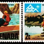 GRENADA 1975 14TH WORLD JAMBOREE, NORWAY 2 DIFFERENT MINT NH STAMPS #2010