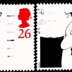 GREAT BRITAIN COMIC CARTOONS 2 DIFFERENT USED STAMPS #3001