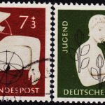 GERMANY 1956 Charity for Youth Hostels 2 DIFFERENT USED STAMPS #P6