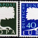GERMANY 1957 EUROPA STAMPS 2 DIFFERENT USED STAMPS #P6