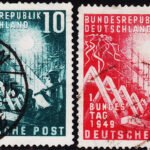 GERMANY - 1949 OPENING OF THE FIRST FEDERAL ASSEMBLE DIFFERENT USED STAMPS SET, MI CV € 45 #P6
