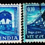 INDIA ELECTRIC LOCOMOTIVE PRINTED ON COLOR PAPER USED STAMPS #P25