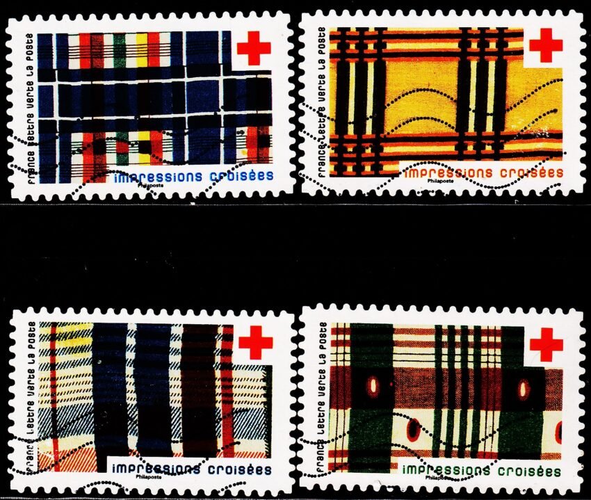 FRANCE 2022 RED CROSS 4 DIFFERENT USED STAMPS
