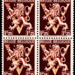 BELGIUM 1944 HERALDIC LION WITH 'V' BLOCK MINT NH STAMPS