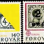 FAROE ISLANDS 1979 STAMP ON STAMP EUROPA STAMP 2V SET MINT NH STAMPS