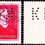 HUNGARY PERFIN ON OLD USED STAMPS #2028