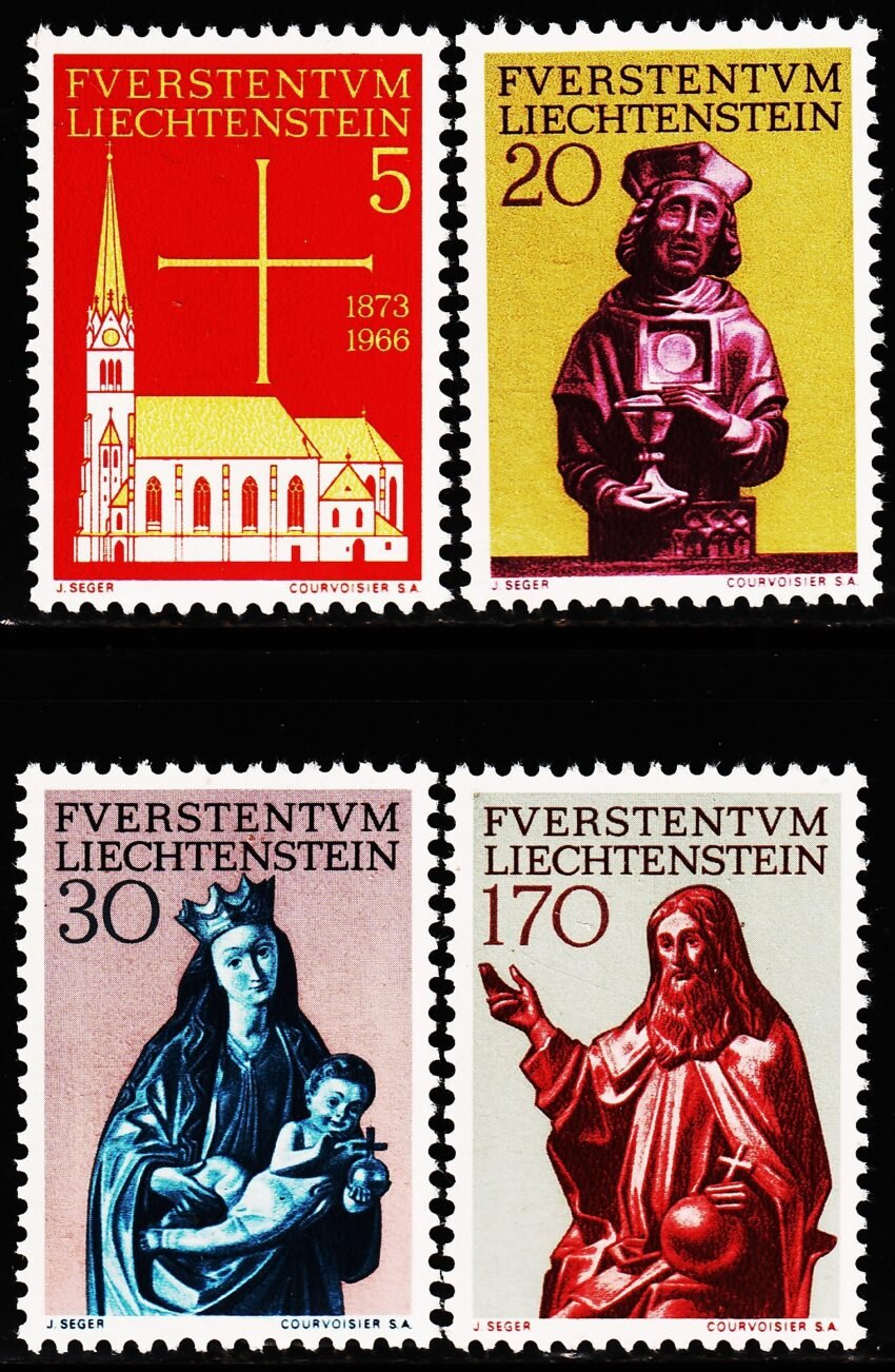 LIECHTENSTEIN 1966 MINT NH STAMPS ON PARISH CHURCH SET OF 4V