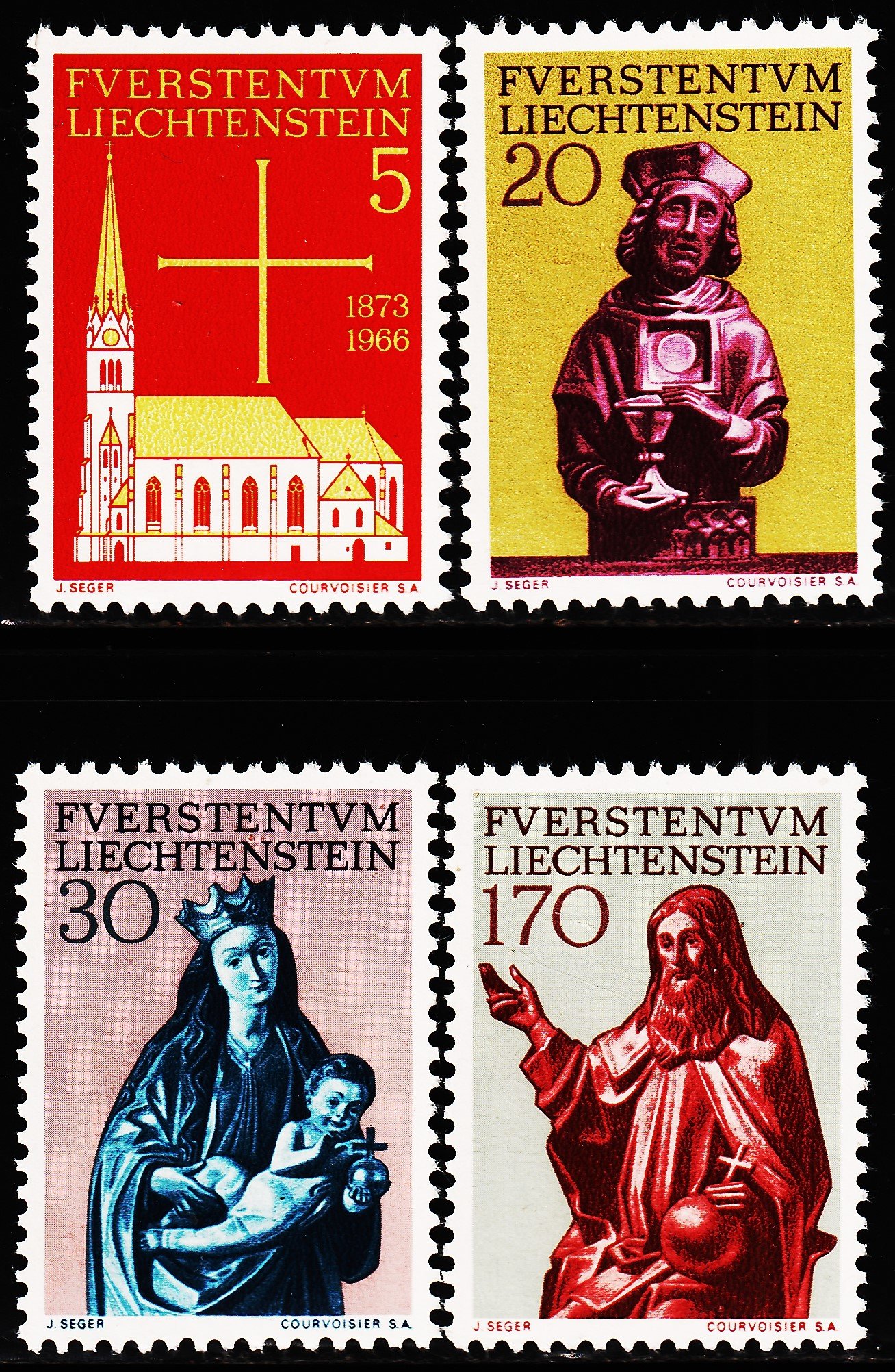 LIECHTENSTEIN 1966 MINT NH STAMPS ON PARISH CHURCH SET OF 4V