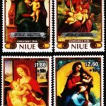 NIUE 1986 CHRISTMAS PAINTINGS OF ITALIAN ARTISTS, CHARITY ISSUE 4V SET MINT NH STAMPS #D14