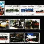 S. TOME AND PRINCIPE TRAIN 10 DIFFERENT USED STAMPS CTO