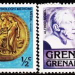 GRENADA AND GRENADINES PEACE NOBEL MEDAL 2 DIFFERENT MINT NH STAMPS #2015