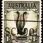 AUSTRALIA BIRDS 1SH OLD USED STAMPS #2026