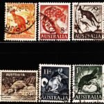 AUSTRALIA ANIMALS OLD 6 DIFFERENT USED STAMPS #2026