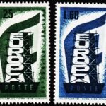 ITALY 1956 EUROPA 1ST ISSUE 2V SET MINT NH STAMPS #D14