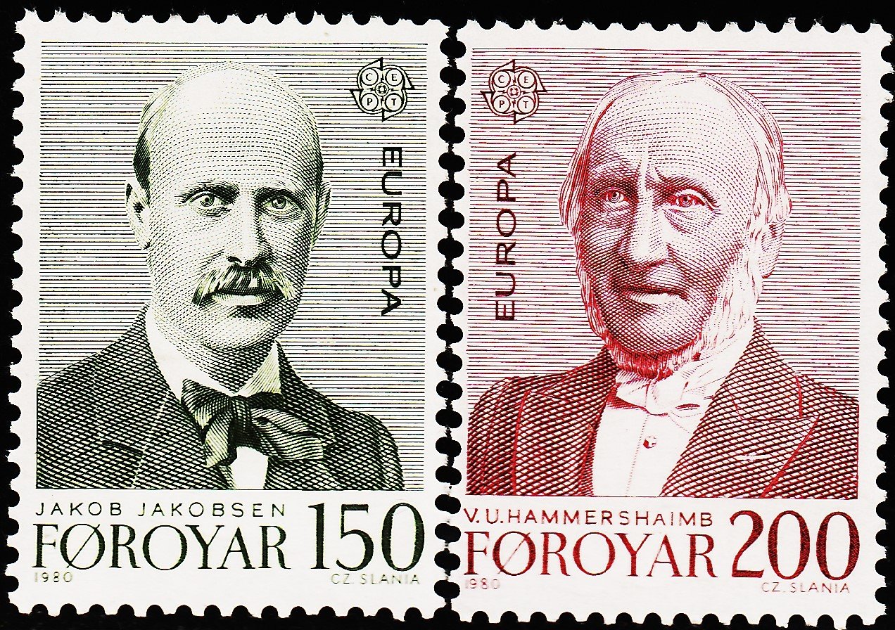 FAROE ISLANDS 1980 FAMOUS PEOPLE EUROPA STAMP 2V SET MINT NH STAMPS #D33