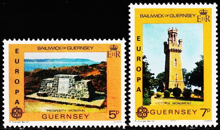 GUERNSEY 1978 MOUNUMENTS EUROPA STAMP 2V SET MINT NH STAMPS
