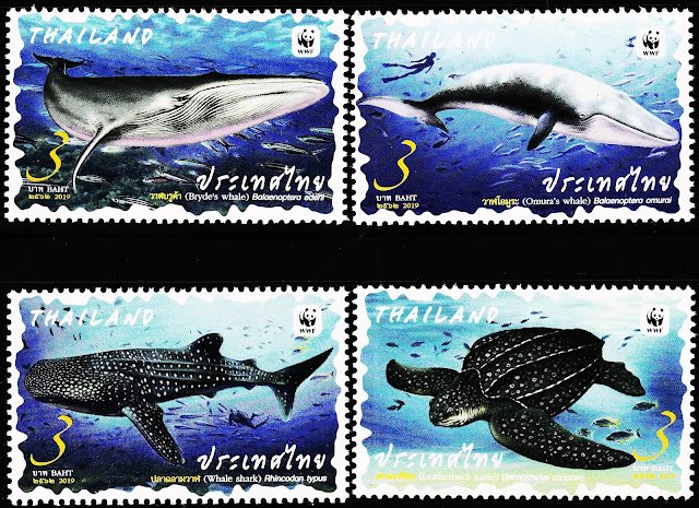 THAILAND 2019 WWF - PROTECTED MARINE ANIMALS 4V SET MINT NH STAMPS