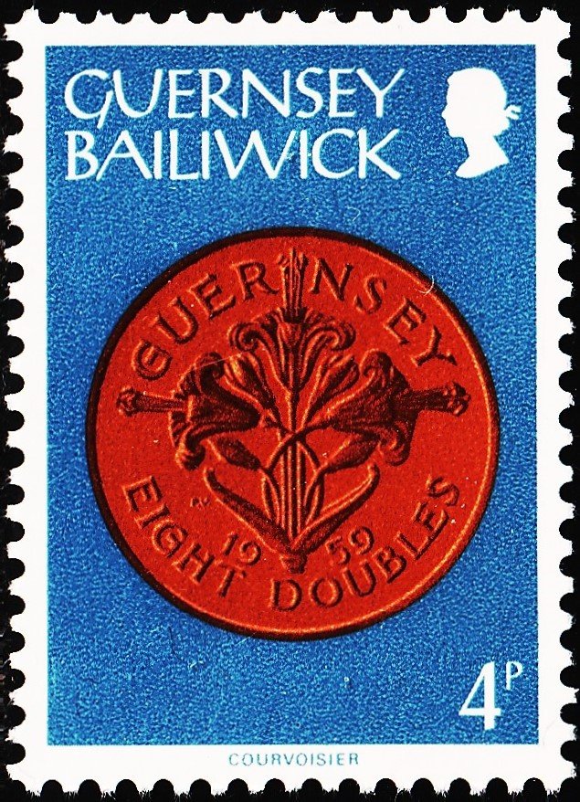 GUERNSEY COIN ON STAMP MINT NH STAMPS