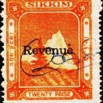 INDIA STATE SIKKAM 20P REVENUE FISCAL USED STAMPS