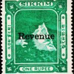 INDIA STATE SIKKAM 1 RS REVENUE FISCAL UNUSED STAMPS
