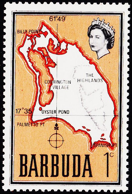 BARBUDA QEII MAP 1C MINT NH STAMPS