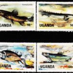 UGANDA 1985 LAKE FISH 8 DIFFERENT NH STAMPS #D31