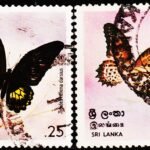 SRILANKA BUTTERFLIES 2 DIFFERENT USED STAMPS