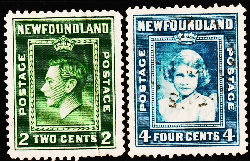 NEWFOUNDLAND 1938 ROYAL FAMILY 2 DIFFERENT USED STAMPS
