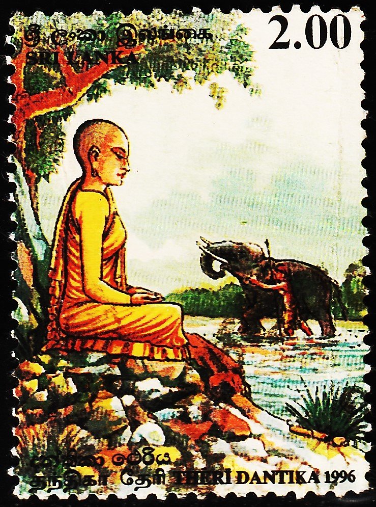SRILANKA ELEPHANT BUDDHIST MONK USED STAMPS
